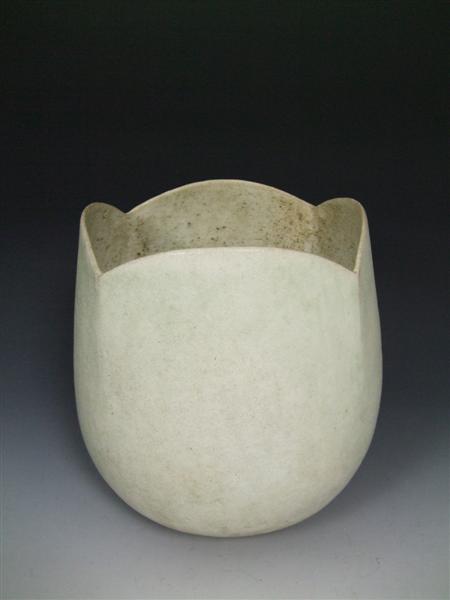 Appraisal: JOHN WARD BORN VASE WITH LOBED NECK S coiled stoneware