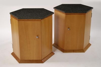 Appraisal: A pair of cherry wood bedside cabinets hexagonal form with