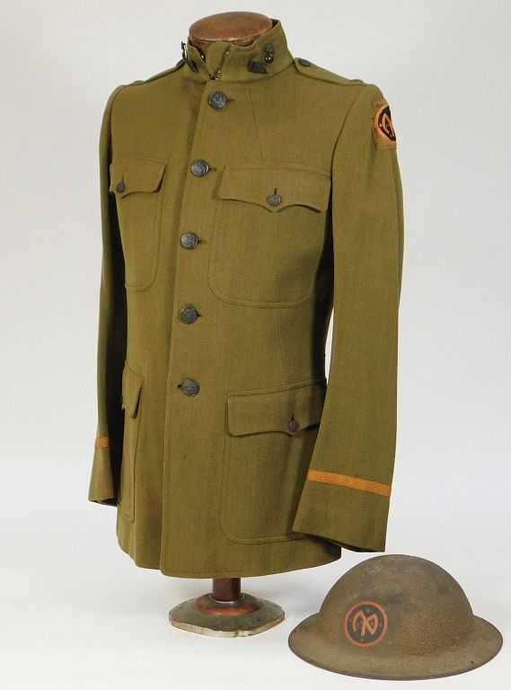 Appraisal: WWI U S Officers Tunic and Painted Helmet United States