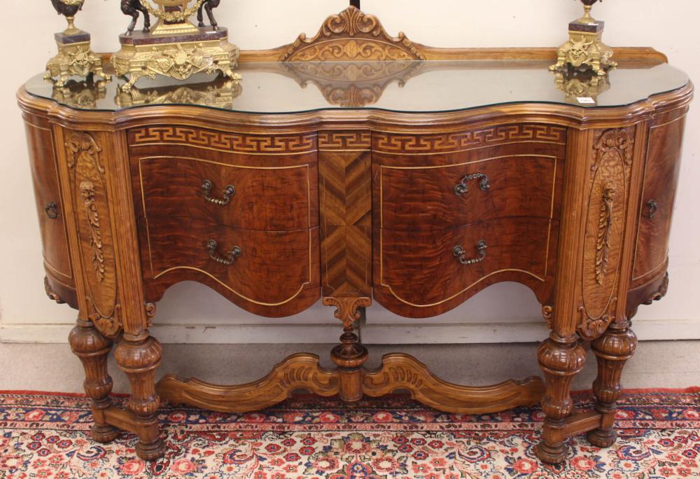 Appraisal: WALNUT AND BURL WALNUT SIDEBOARD American c 's H x