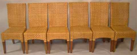 Appraisal: SET OF SIX FULLY CANED PARSONS DINING CHAIRS having stained