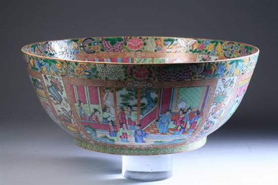 Appraisal: CHINESE ROSE MANDARIN PORCELAIN PUNCH BOWL th century - in