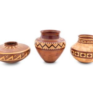 Appraisal: Three Turned Wood Vases by Ray Allen includes one vase