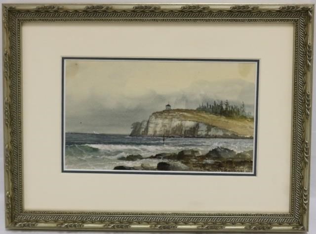 Appraisal: GEORGE HATHAWAY - MAINE UK WATERCOLOR DEPICTING BUILDING ON A