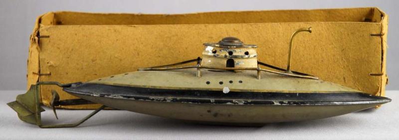 Appraisal: German Tin Wind-Up Bing Submarine Toy Description Includes partial original