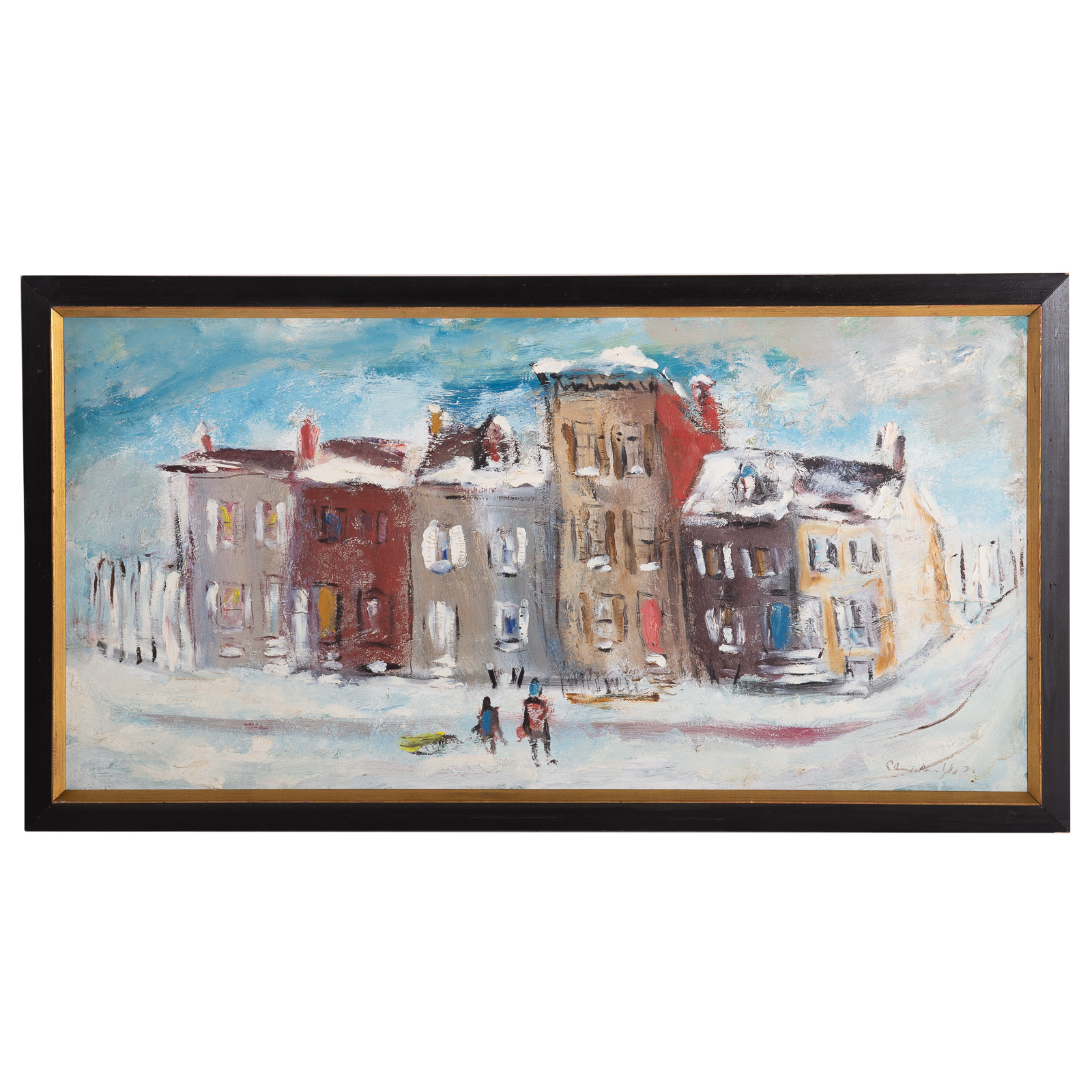 Appraisal: EDWARD ROSENFELD BALTIMORE ROWHOUSES IN WINTER American - Oil on