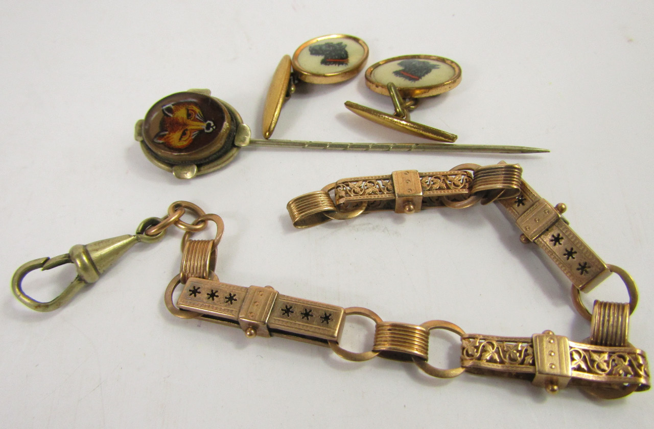 Appraisal: A fancy link Albert chain yellow metal g total weight