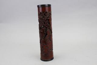 Appraisal: Chinese Carved Bamboo Figural Incense Burner Chinese Carved Bamboo Figural