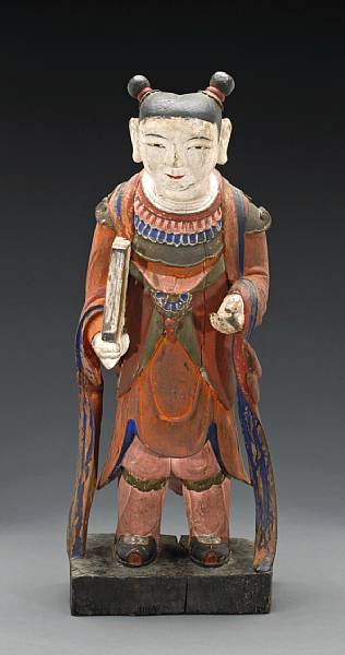 Appraisal: A Korean polychrome painted wood figure Dong Ja Late Joseon