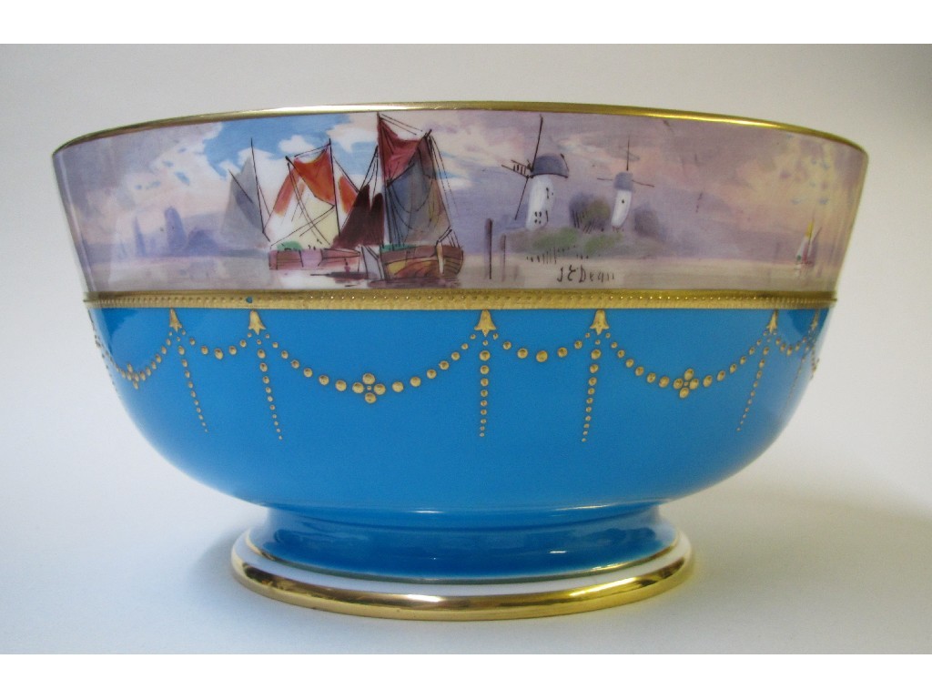 Appraisal: A Minton bowl painted by J E Dean with a