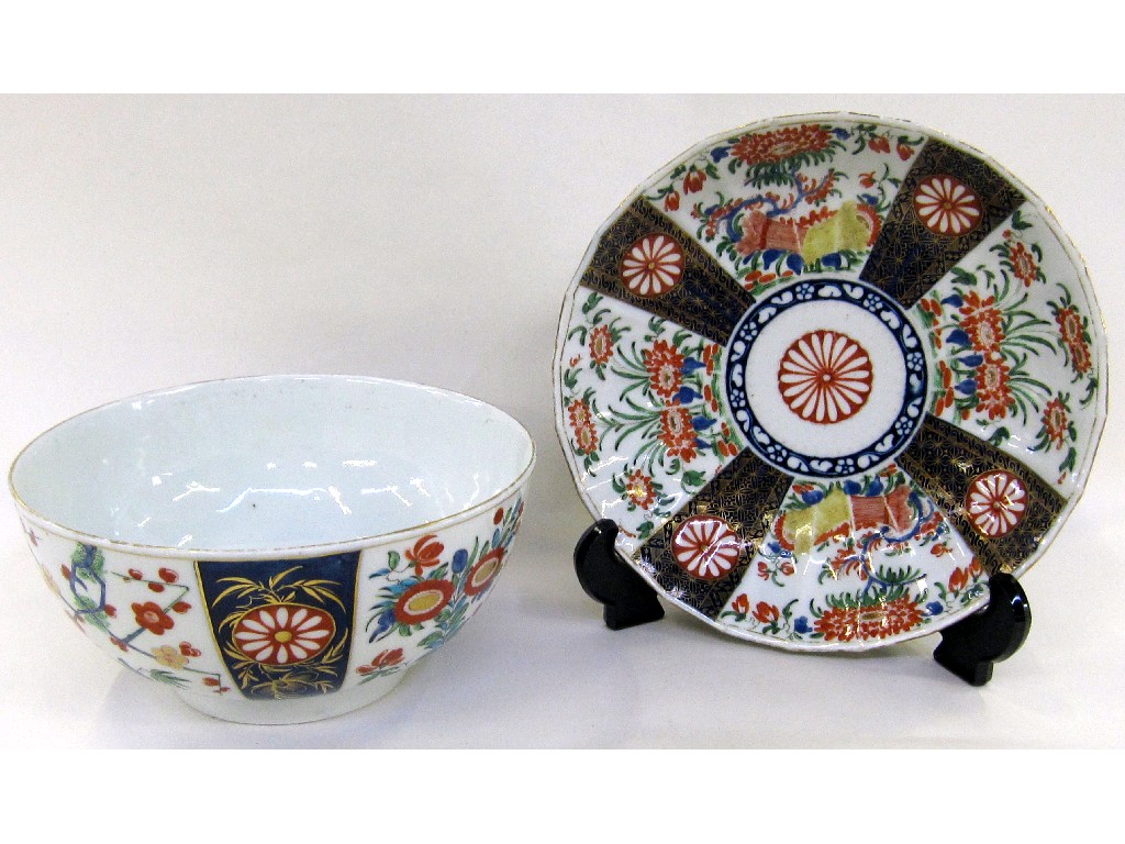 Appraisal: First period Worcester slop bowl and saucer decorated in the