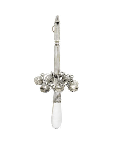 Appraisal: An th century French silver and rock crystal rattle by