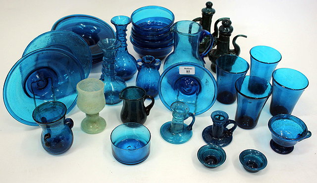 Appraisal: A COLLECTION OF BLUE GLASSWARE to include two vases a