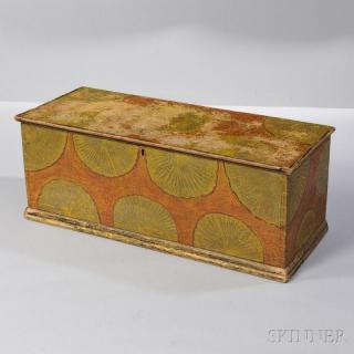 Appraisal: Paint-decorated Pine Six-board Chest probably New England early th century