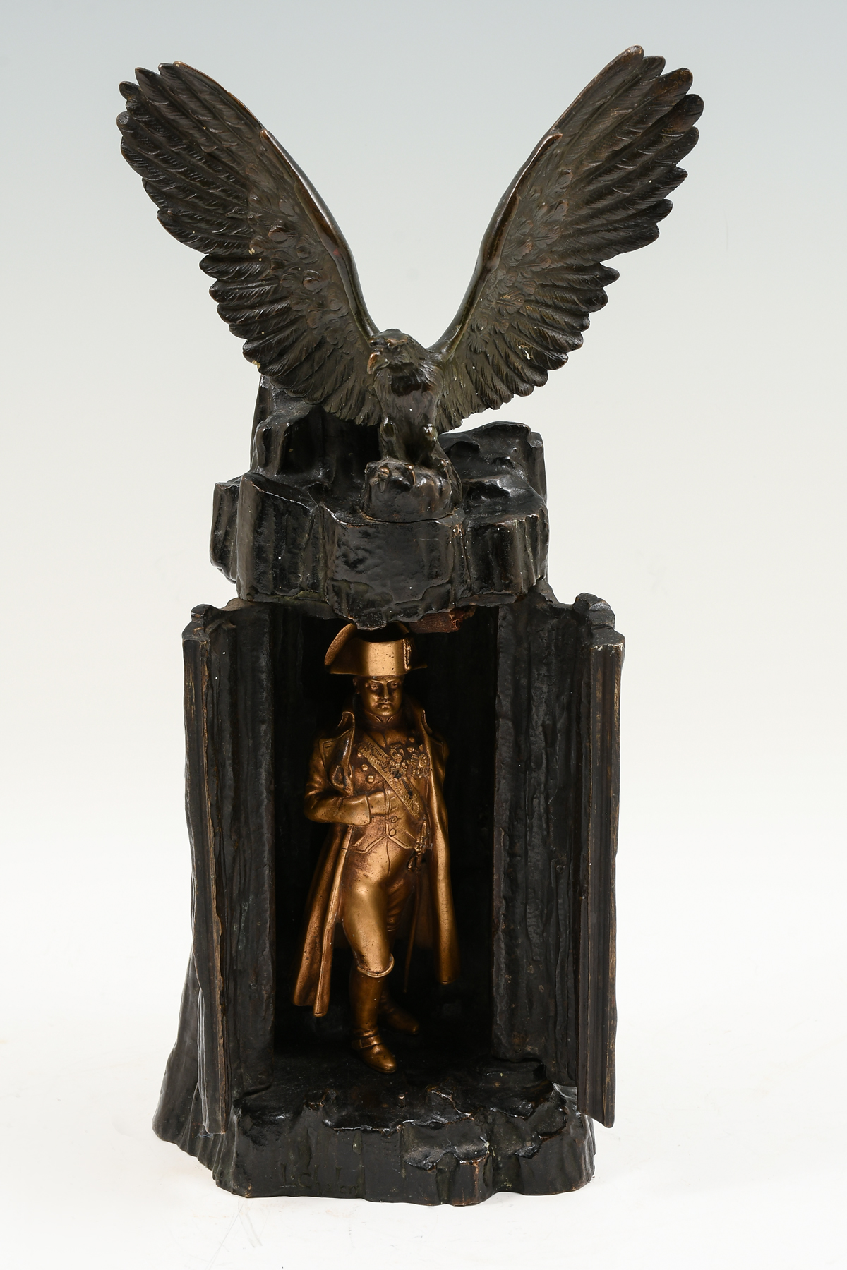 Appraisal: RARE LOUIS CHALON NAPOLEON'S TOMB BRONZE LAMP Eagle atop a