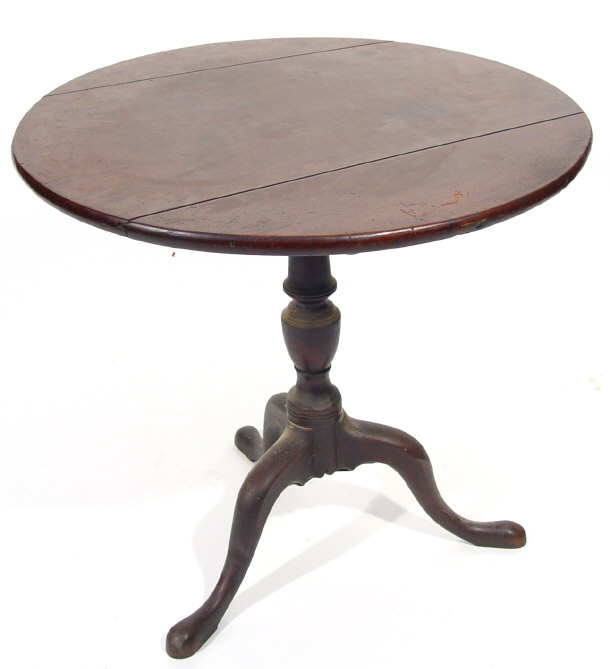 Appraisal: th Century circular mahogany snaptop tripod table on cabriole legs