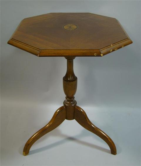 Appraisal: FEDERAL STYLE INLAID MAHOGANY TILT TOP CANDLESTAND the octagonal top