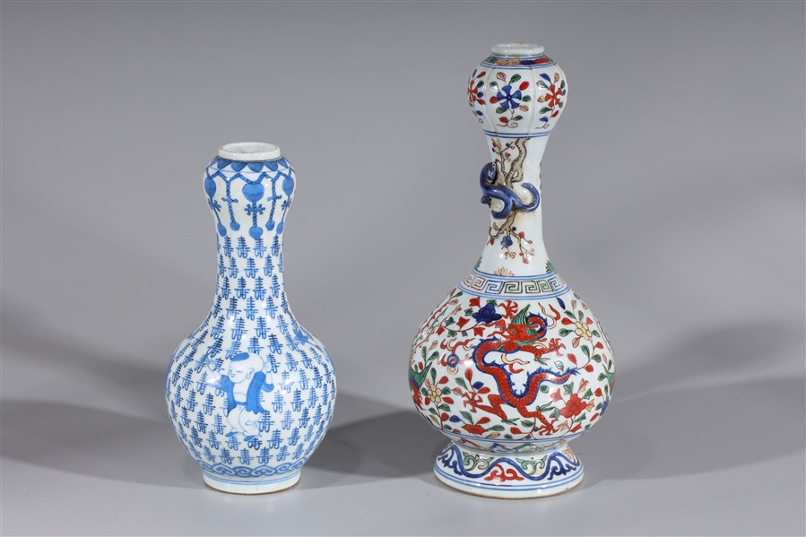 Appraisal: Two enameled Chinese Porcelain garlic-mouth vases both with mark to