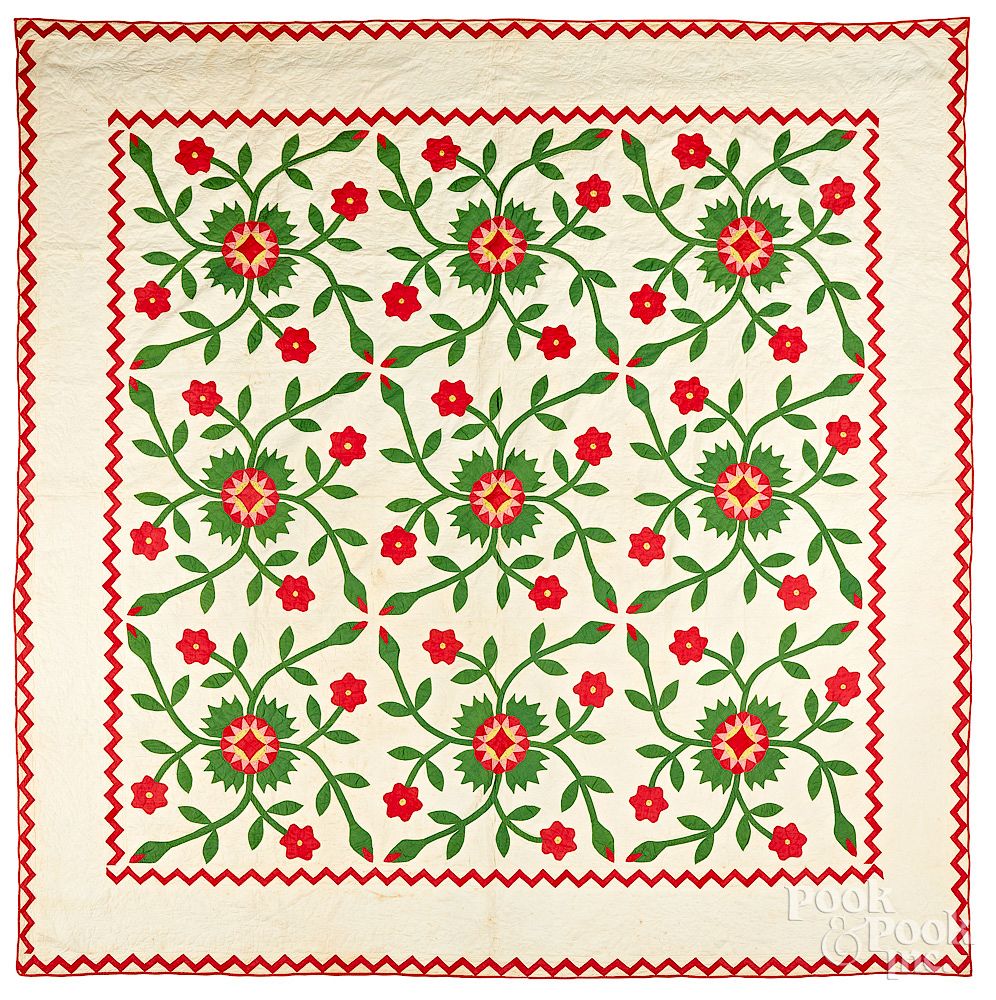 Appraisal: Whig Rose quilt th c Whig Rose quilt th c