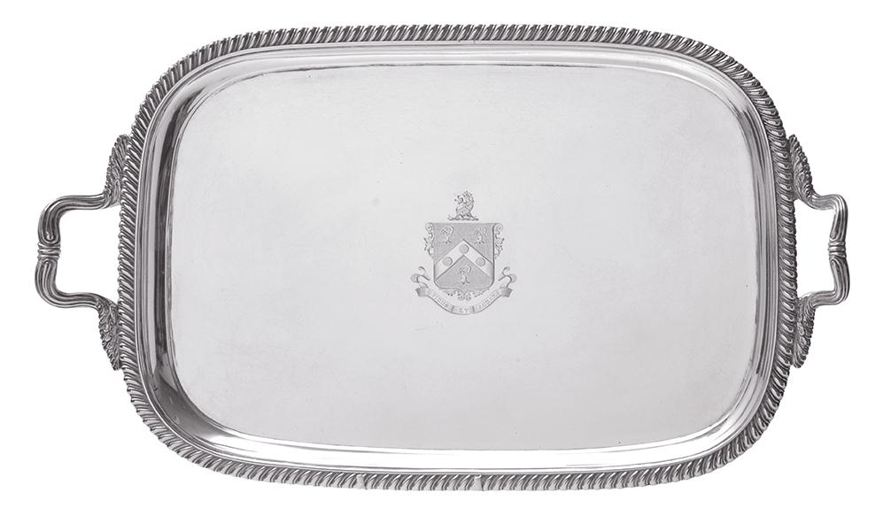 Appraisal: A GEORGE III STERLING SILVER TEA TRAY JOHN MEWBURN LONDON