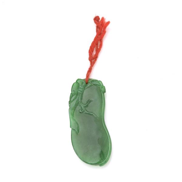 Appraisal: A natural jadeite jade carved pendant length in