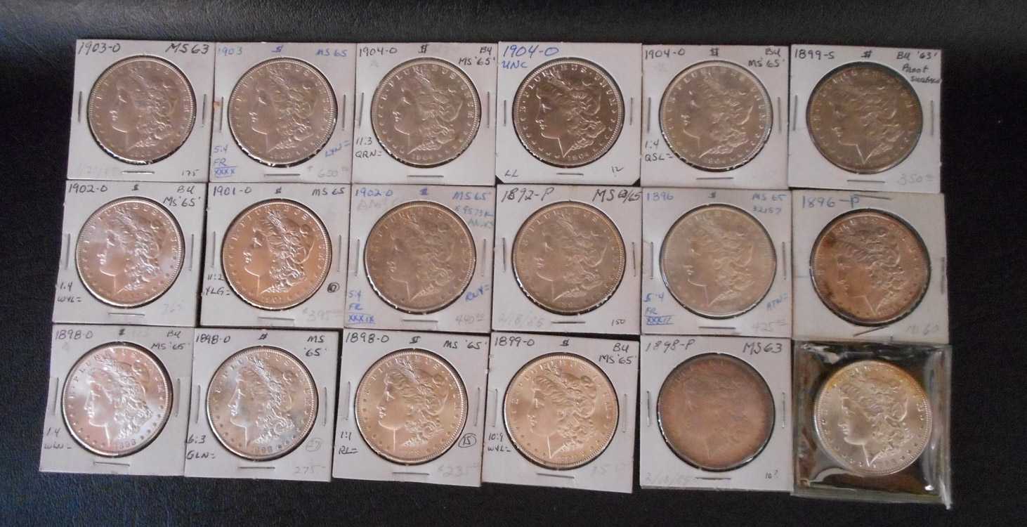 Appraisal: EIGHTEEN U S SILVER MORGAN DOLLARS -P -P -O -P