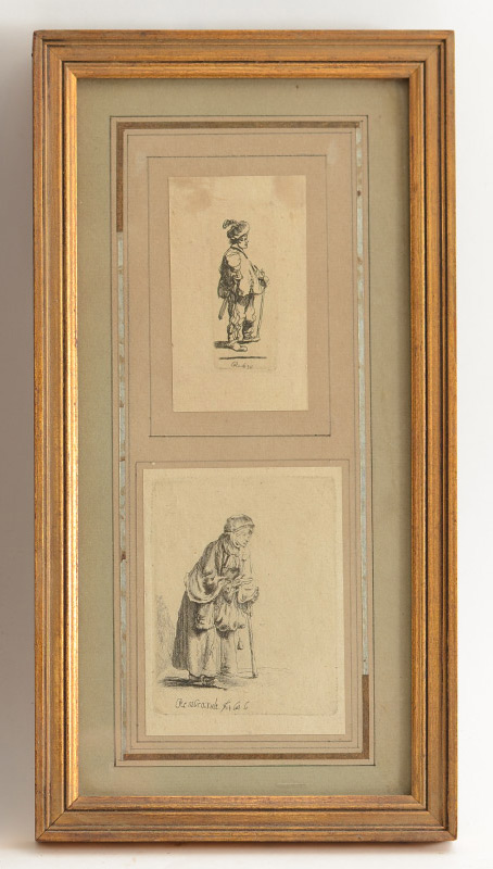 Appraisal: SMALL ETCHINGS AFTER REMBRANDT Young Man in a Turban ''