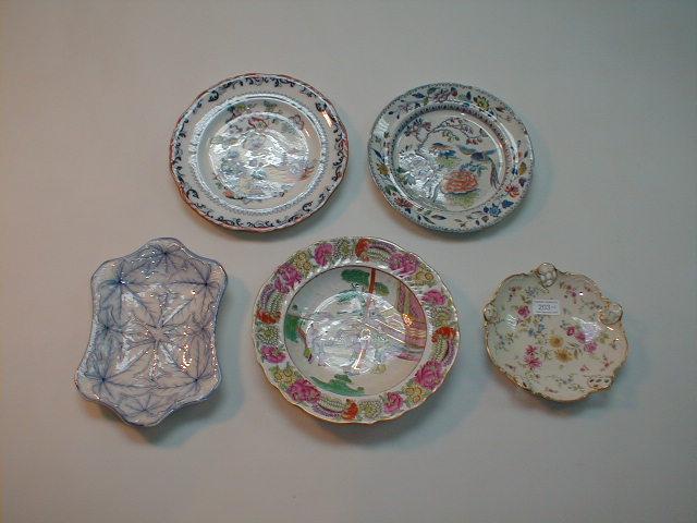 Appraisal: Three thC ironstone plates various patterns a Rosenthal dish and