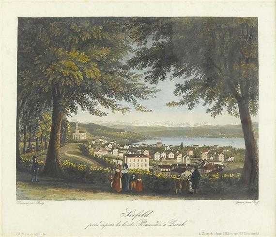 Appraisal: ZURICH -Seefeld prise depuis la haute Promenade Zurich Circa Dessin