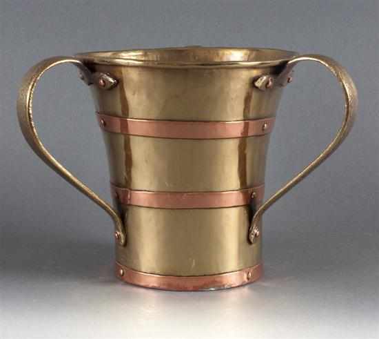 Appraisal: Russian Judaica brass and copper washing cup th century beaker-form