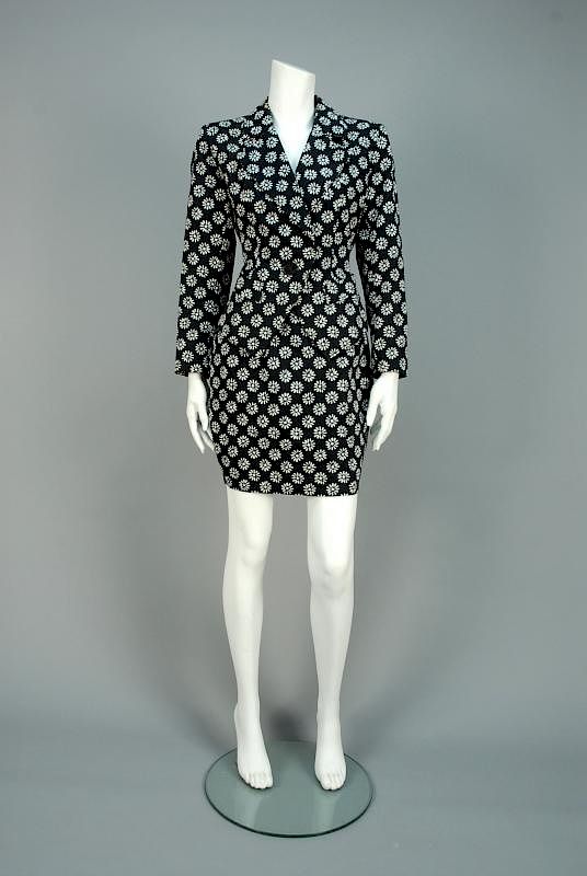 Appraisal: SAINT LAURANT RIVE GAUCHE PRINTED COTTON SKIRT SUIT s Ribbed