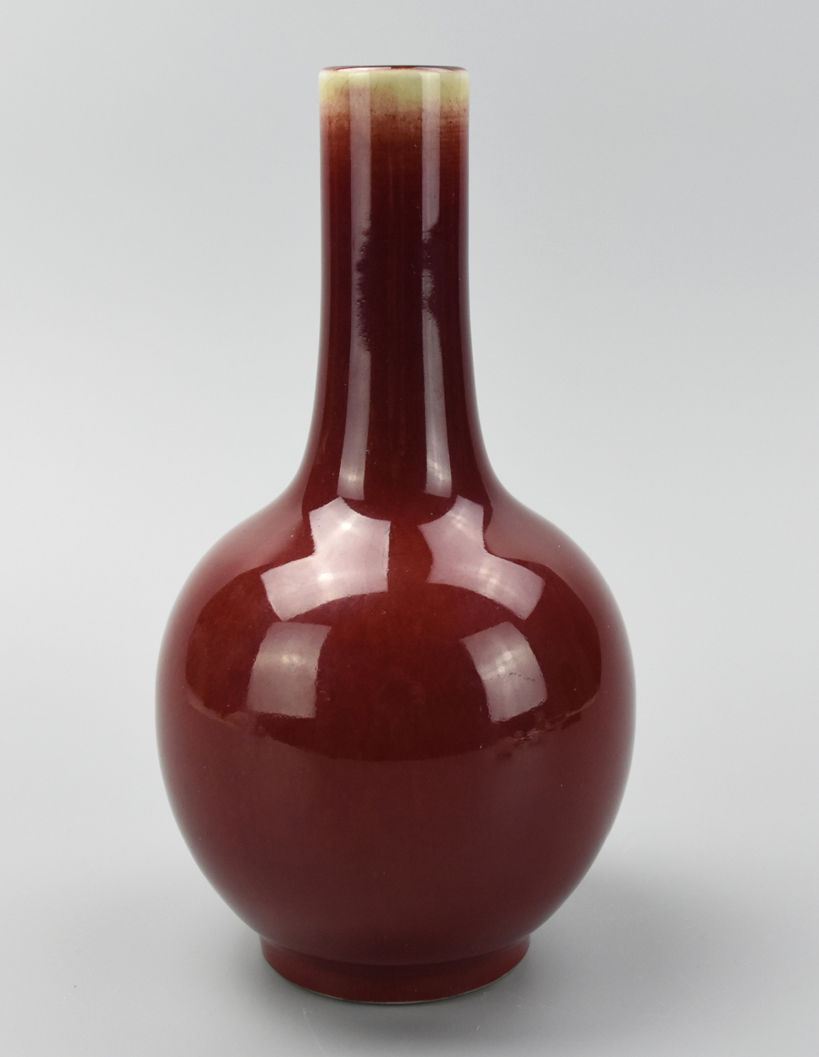 Appraisal: CHINESE RED GLAZED VASE - TH C This red glazed