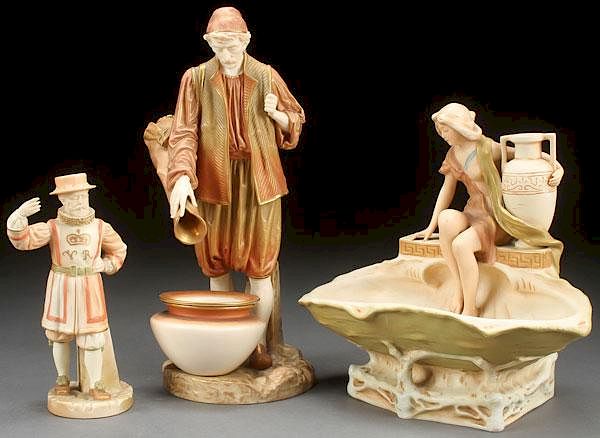 Appraisal: ROYAL WORCESTER DUX FIGURES A THREE PIECE GROUP OF ROYAL