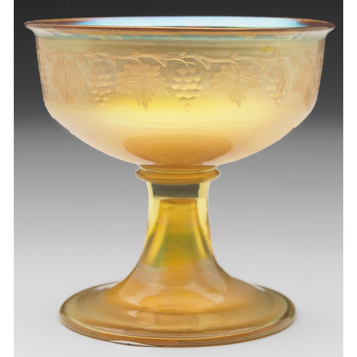 Appraisal: L C Tiffany glass gold favrile glass with an etched