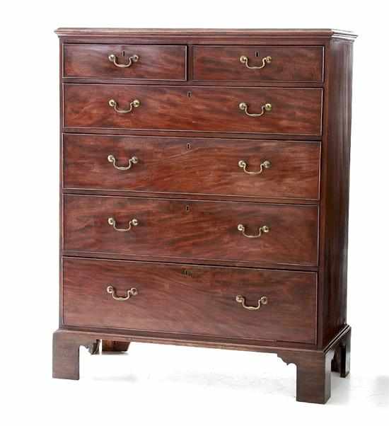 Appraisal: Georgian mahogany chest of drawers late th century rectangular molded