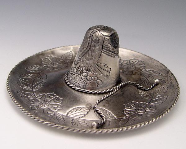 Appraisal: SPRATLING CONQUISTADOR MEXICAN SILVER HAT Early 's embossed and engraved