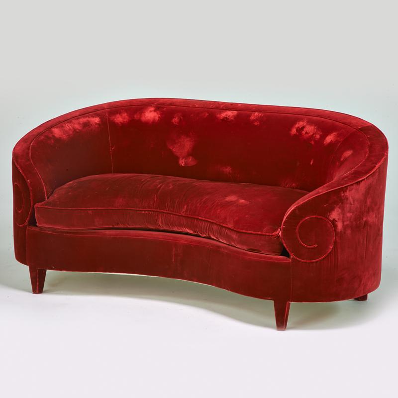 Appraisal: FRENCH Loveseat s Silk velvet Unmarked x x