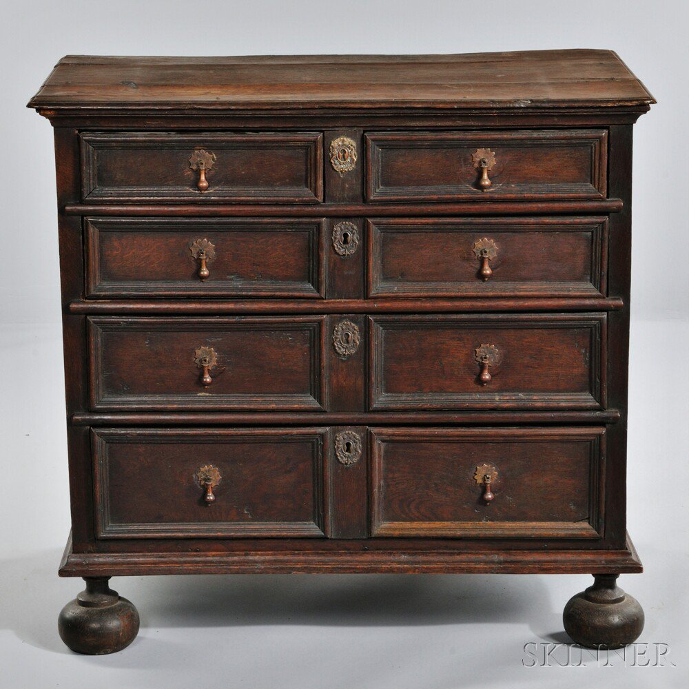 Appraisal: William and Mary Oak Chest of Drawers England late th