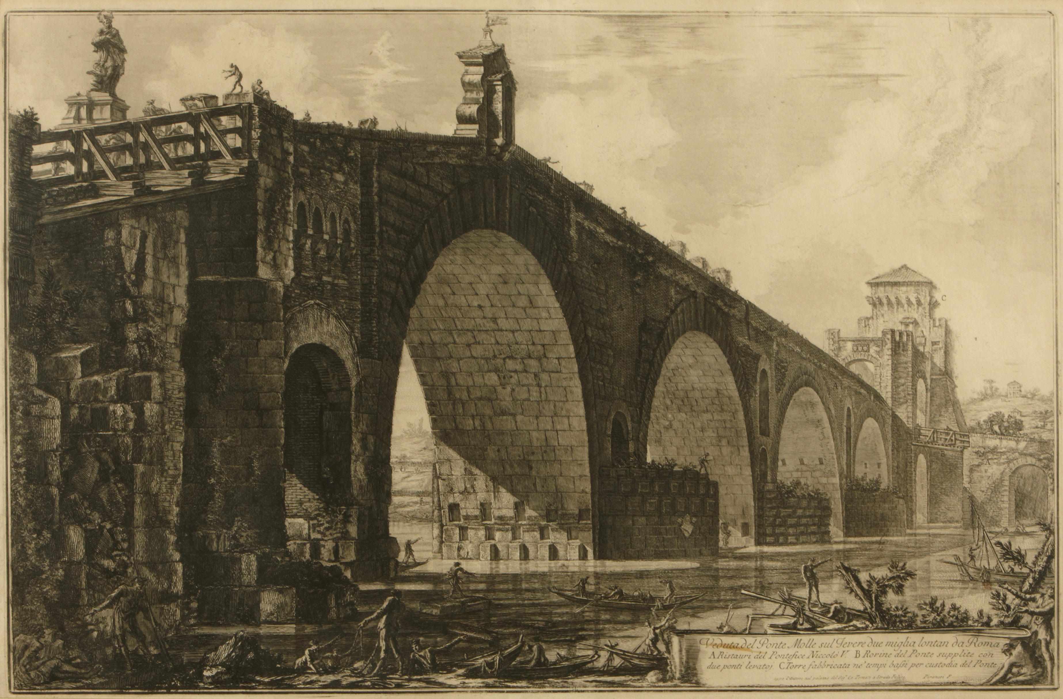 Appraisal: Giovanni Battista Piranesi Italian - Veduta del Ponte Molle sul