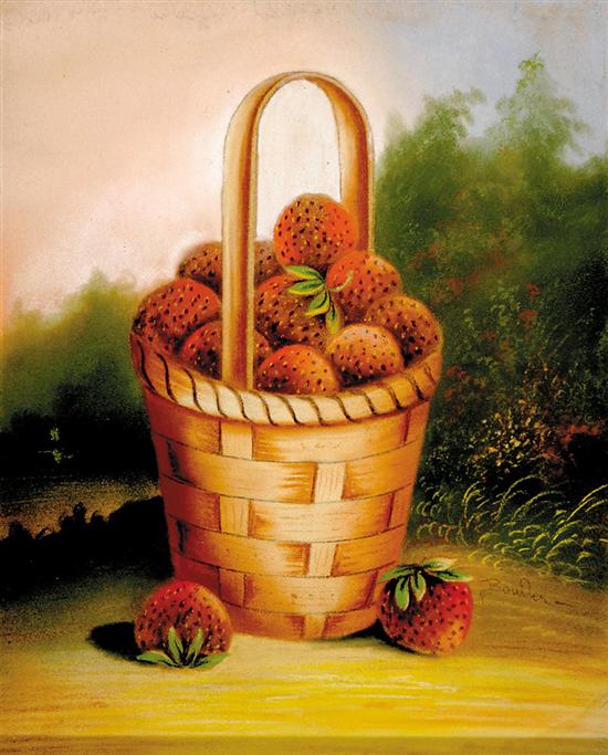 Appraisal: John S Bower American th th century BASKET OF STRAWBERRIES