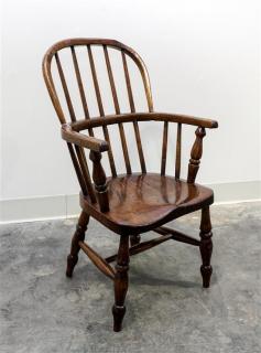 Appraisal: An English Oak Child's Windsor Armchair Height inches An English