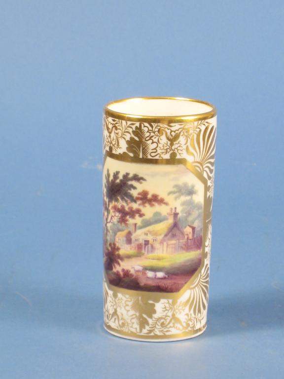 Appraisal: An early th Century Derby Spill Vase finely painted reserve