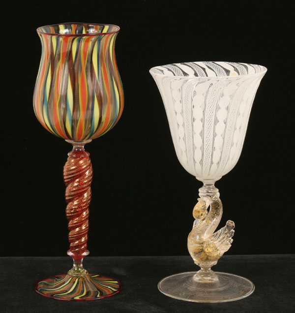 Appraisal: Murano art glass stemware Salviati and Elite Salviati goblet with