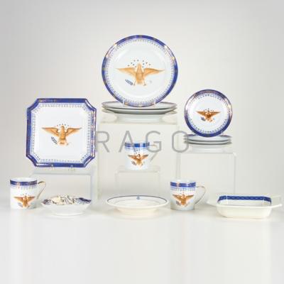 Appraisal: CHINESE EXPORT STYLE Assembled set of dinnerware with eagle motif