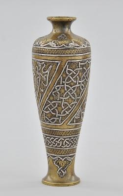 Appraisal: A Signed Persian Bronze and Silver Vase A footed vase