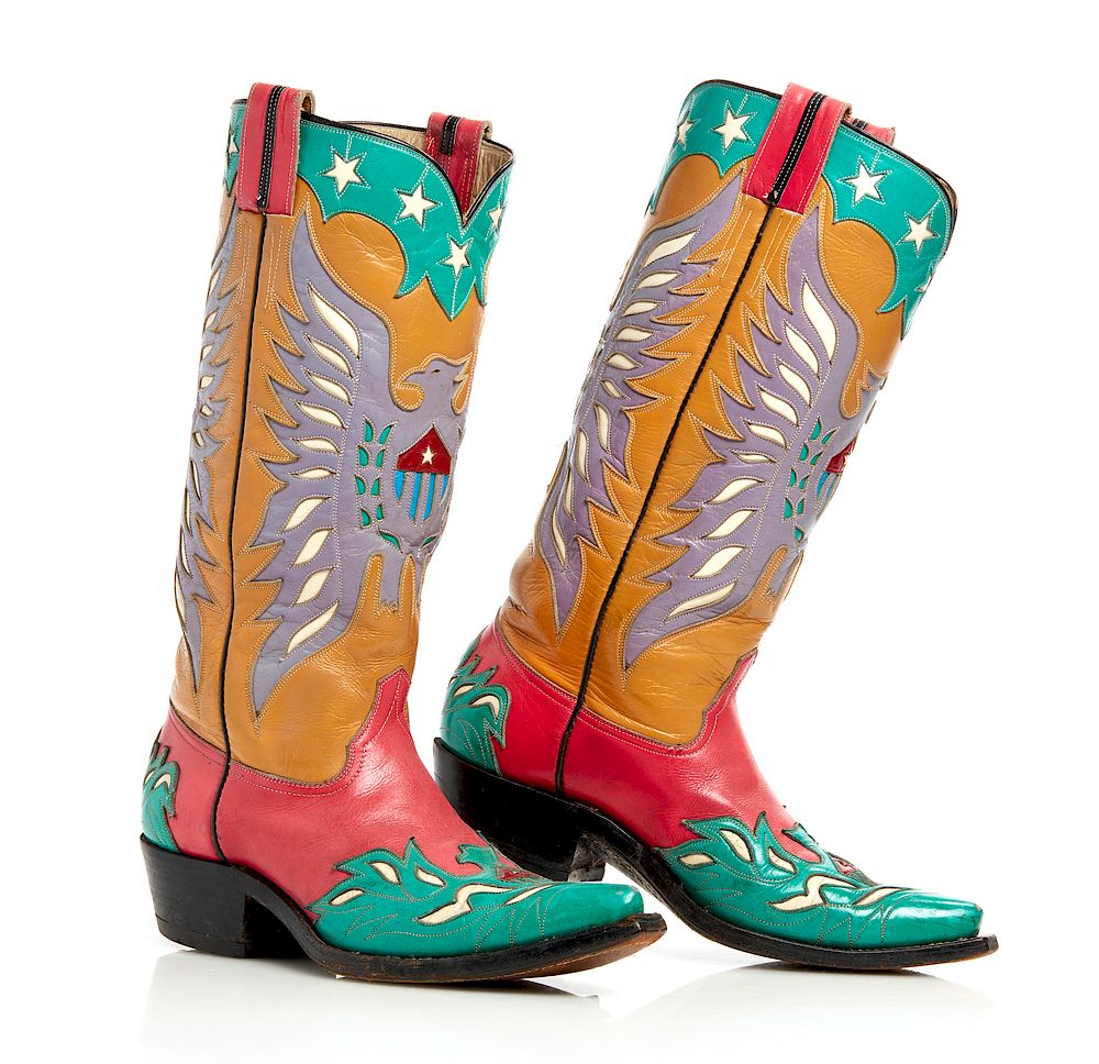 Appraisal: Unique Vintage Cowboy Boots Multicolored custom vintage cowboy boots owned