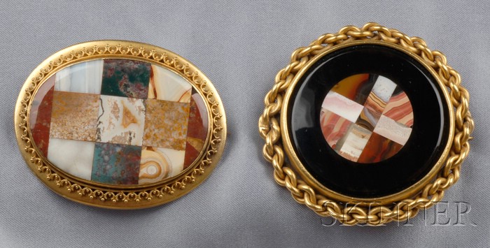 Appraisal: Two Victorian Scottish Agate Brooches one with St Andrew's cross