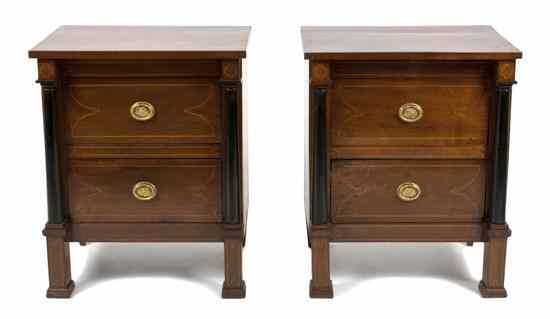 Appraisal: A Pair of Italian Neoclassical Style Mahogany and Ebonized Inlaid