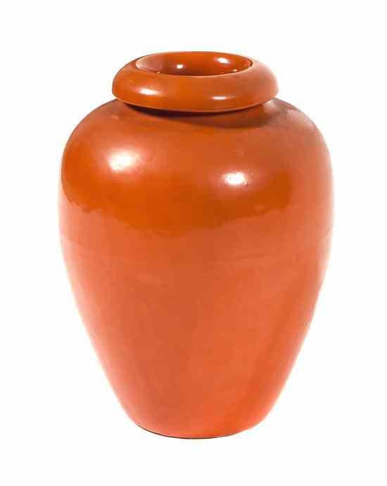 Appraisal: A Bauer Glazed Pottery Oil Jar of baluster form having