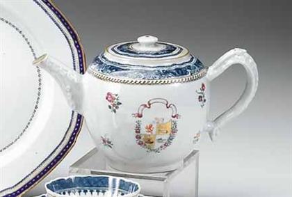 Appraisal: Chinese export porcelain enamel and gilt decorated armorial teapot Underglaze